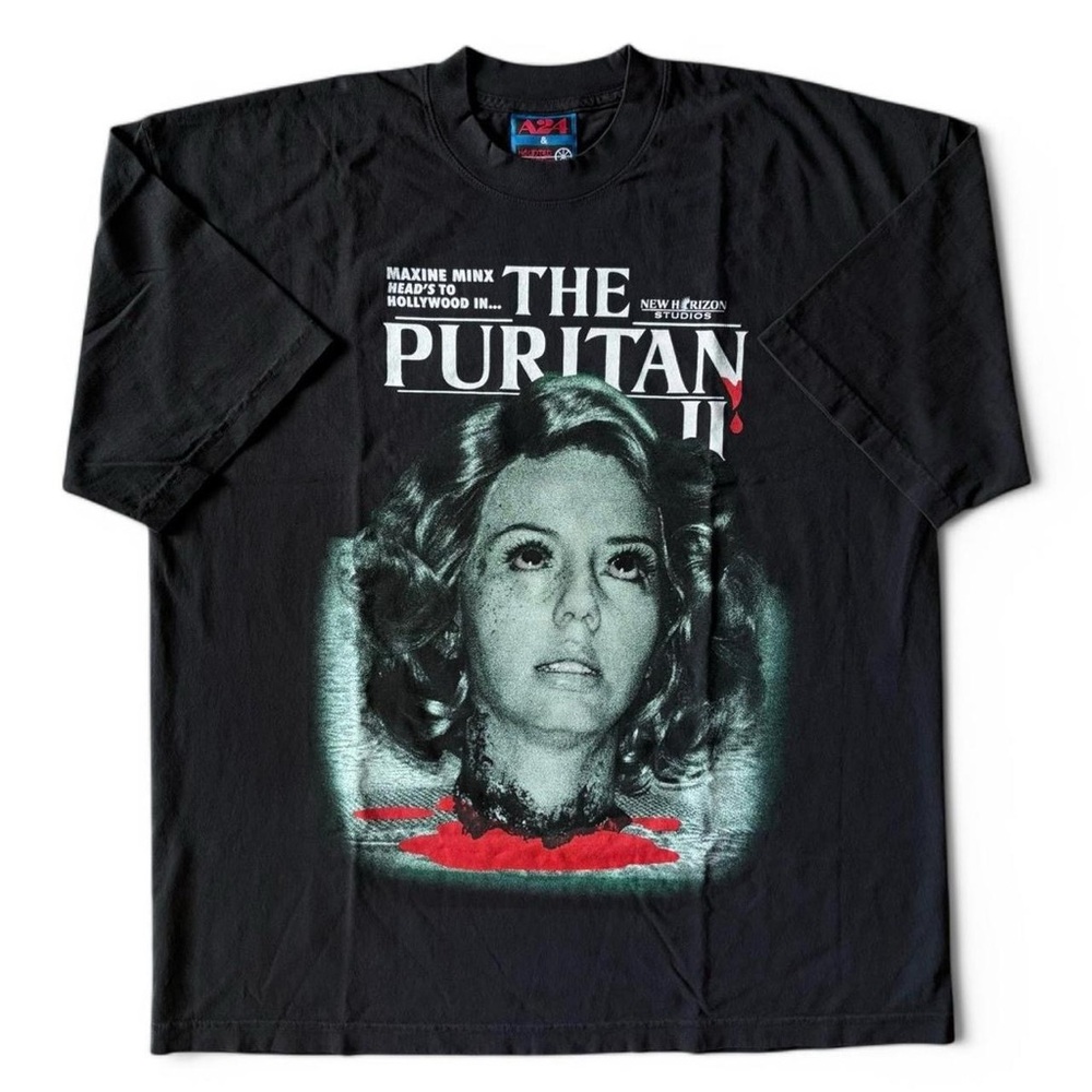 2024 Online Ceramics Haunted Wagon x A24 MAXXXINE 4 The Puritan Movie Promo Tee